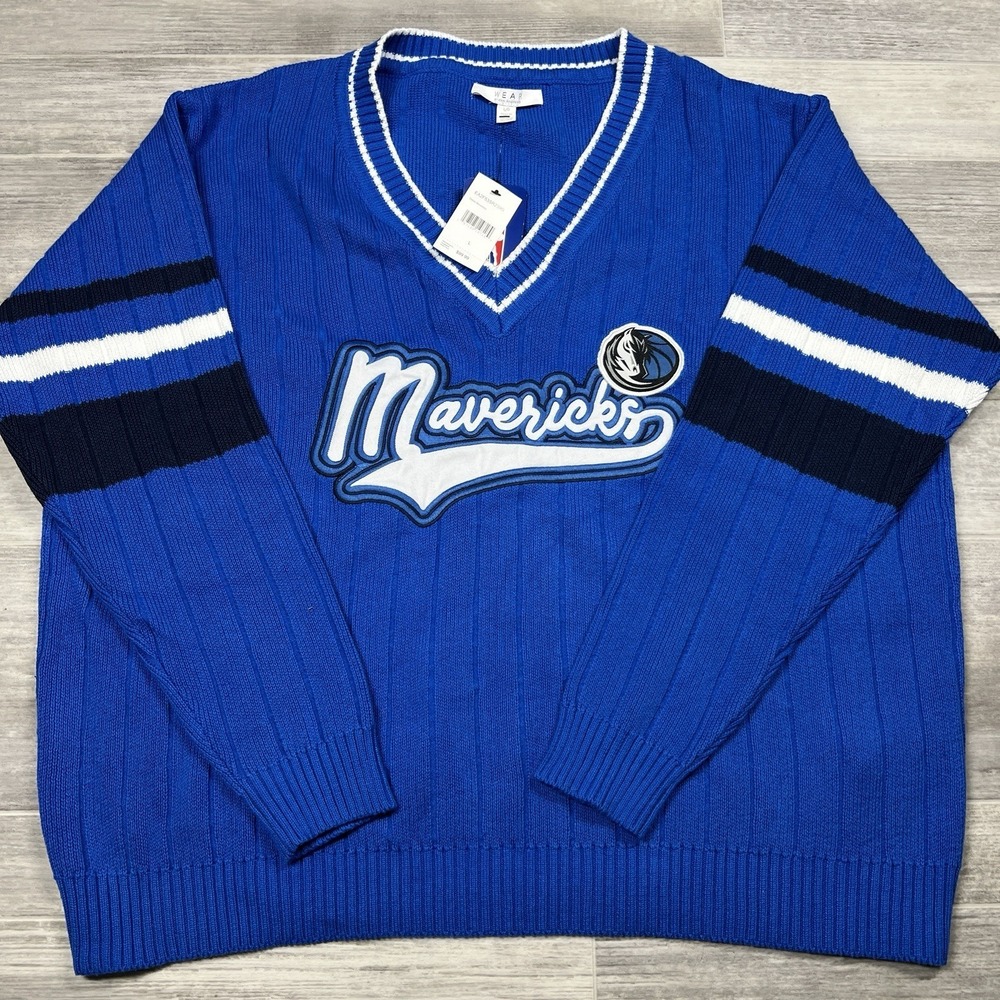 Wear by Erin Andrews Dallas Mavericks V-Neck Sweater Women's XL Blue Knit NWT